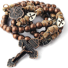 Large and Heavy Antique Bronze Metal Beads Rugged Durable Paracord Rosary Neckla picture