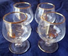 4 X NAPOLEON RETRO BRANDY COGNAC GLASSES GOLD CROWN BALLOON STYLE SNIFTERS picture