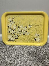 Vintage Yellow Flower Blossom Tin Metal Rectangular Serving Tray 11