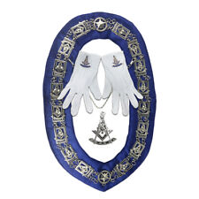 Masonic Past Master Silver Chain Collar Pendant Jewel Gloves Regalia Set  picture