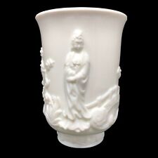 Fenton Empress Milk Glass Vase “Asian Flowers” Vintage Mid Century Modern Decor picture