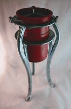 Christmas Tree Stand Tripod Red Atomic Vtg Retro 3-Leg Aluminum Pressed Steel picture