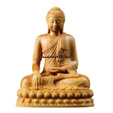 10cm Buddha Sculpture Yellow Wood Representation Wood Carving Buddha Handamade picture