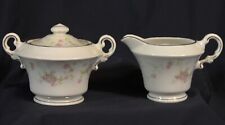 Vtg Aberdeen China Creamer Sugar Bowl Covered ABE4 Pink Roses Cream Lot Pristine picture