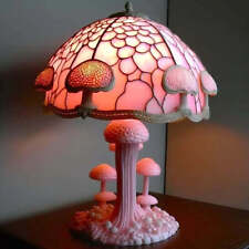 Painting Glass Mushroom Table Lamp,Stained Glass Plant Series Table Lamp, Table picture