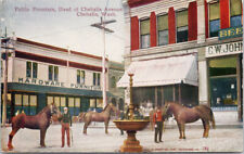 Chehalis WA Public Fountain Chehalis Avenue Horses People Unused Postcard E88 picture