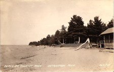 Old MI Postcard Beach at Tourist Park Ontonagon Michigan Child on Slide RPPC Vtg picture