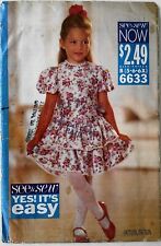 See & Sew 6633 Yes It's Easy Girls Dress Sewing Pattern Sz 5-6-6X picture
