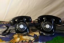 2 Black Vintage Classic Phone 3 Rotary Dial Home Phone Mid Century w/Compartment picture
