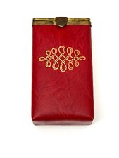 VTG 1950s Princess Gardner RED Leather Cigarette Hard Case Holder Spring Top picture