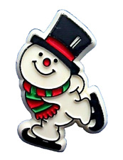 Hallmark PIN Christmas Vintage SNOWMAN Ice Skates 1979 Holiday Brooch picture