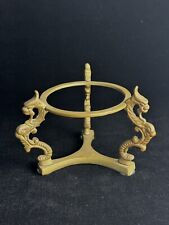 Vintage Brass Dragon Pedestal Ostrich Egg / Orb / Globe  Stand Holder  picture