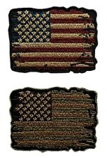 Distressed American USA Flag Patch (2PC Bundle -Hook Fastener-DP6-MTB2) picture