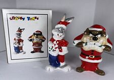 Vintage 1990s Looney Tunes Bugs and Taz Christmas Salt and Pepper Shakers 1993 picture