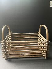 Vintage Tree Branch Gathering Rustic Handcrafted Twig Woven Wooden Basket picture