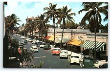 1950s PALM BEACH FL WORTH AVENUE 5th AVE OF THE SOUTH SHOPS AUTOS POSTCARD P3054 picture