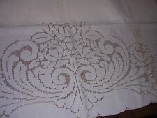 #D Antique French Linen Point de Venise Cotton Linen BED Sheet Embroider White picture