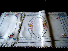 Antique20s linen runner+6 Arts and Crafts tinted &hand embroid/ed lovely design. picture