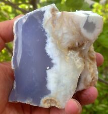 Mirror Polished Blue Chalcedony in White Tuff picture