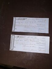 1867 - Canton, Maine, 2 hand-written checks from Civil War Era picture