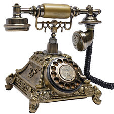 Vintage Handset Old Telephone Gold Antique European Style Rotary Dial Phone  picture