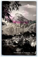 1957 Traunstein Mountain Town Lake View Traunkirchen Austria RPPC Photo Postcard picture