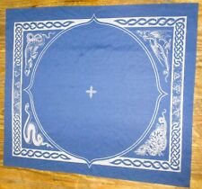 Vintage Mystical Tarot Card Fabric Table Mat Blue Silver Dragon Snake Lizard picture