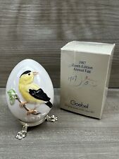 Goebel Vtg 1987 Annual Easter Egg Gold Finch & Stand West Germany 10th Ed Easter picture