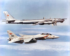F-14A / F-14 TOMCAT WITH TUPOLEV TU-95RT BEAR D 8x10 GLOSSY PHOTO PRINT picture