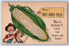 Thief River Falls Minnesota Postcard Corn Hand Out Farmer c1914 Vintage Antique picture