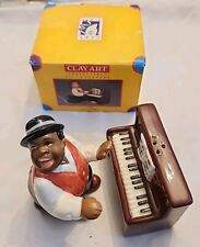 Vintage Ceramic Salt & Pepper Shakers Ragtime Jazz Player Piano Clay Art RARE picture