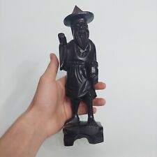 vintage 100% wooden carved hand made Chinese samurai man statue picture