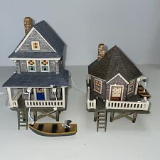 DEPT 56 Seasons Bay EAST CAPE COTTAGES Set of 2 One Bulb Burned Out picture