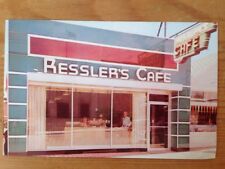 1955 Vintage Art Deco Style Resslers Cafe Diner Bismark ND Unposted Postcard picture