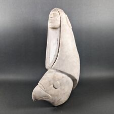 17lb Artist Signed Native American Carved Alabaster Warrior & Eagle Sculpture  picture