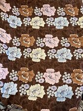 Vintage Brown Pastel Floral Fabric 5 7/8 Yard Remnant picture