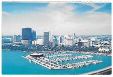 Vintage Florida Chrome Postcard Miami Aerial Skyline Downtown Miamarina picture