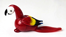 Vintage Handmade Art Glass Red Parrot Figurine Vibrant Colors 4