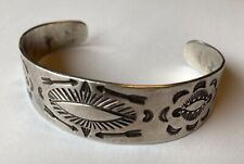 Old Fred Harvey Era Repousse  Stamped Silver Bracelet - Large picture