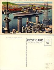U.S.S. Indianapolis Salutes Battleship View Oregon OR Postcard Unused 49593 picture