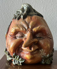 9” Vintage Pumpkin Resin Ugly Face Jack O Lantern Scary Glitter Outdoor Indoor picture