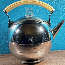 Vtg Chase  Comet Tea Kettle Chrome Plated With Bakelite Handle DENT See Pics picture