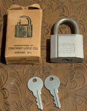 Vtg Chicago Lock Co. One Cylinder Padlock No. 7725 Working 2 Keys Original Box picture
