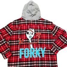😍FORKY FLANNEL DISNEY TOY STORY BRAND NEW W/Tags Long Sleeve Hoodie Large picture