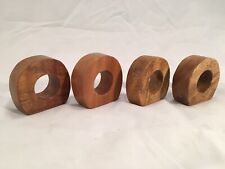 4 Vintage Rustic Napkin Rings Genuine Teakwood Teak Wood Handcrafted picture