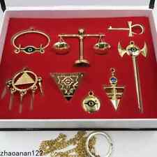 8pcs Golden Yu-Gi-Oh Millennium Items Puzzle Necklace Keychain Pendant in Box picture