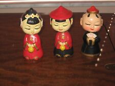 Vintage 3 small Asian Chinese figures bobbleheads Nodder 5