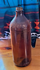 1951-1954 Vintage Amber Brown Glass Clorox Bottle Textured Embossed 32 oz 10 in picture