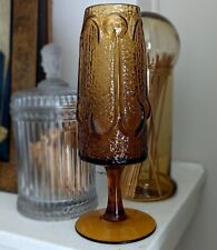 Stelvia Italian Amber Vtg Art Glass Antiqua Vase Wayne Husted 1960s MCM Sculptur picture