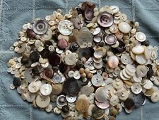 2 Lbs Antique Vintage MOP Shell Buttons - Some Carved - White & Gray - Old Lot picture